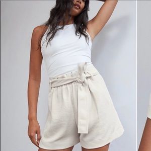 Wilfred Paper bag shorts with tie belt